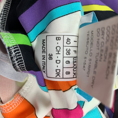 EMILIO PUCCI Size 6 Multi-Color Rayon Abstract Halter Casual Top