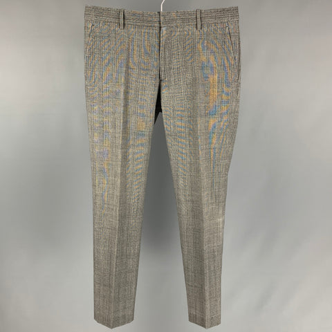 VIKTOR & ROLF Size 36 Grey & Black Plaid Wool Flat Front Dress Pants
