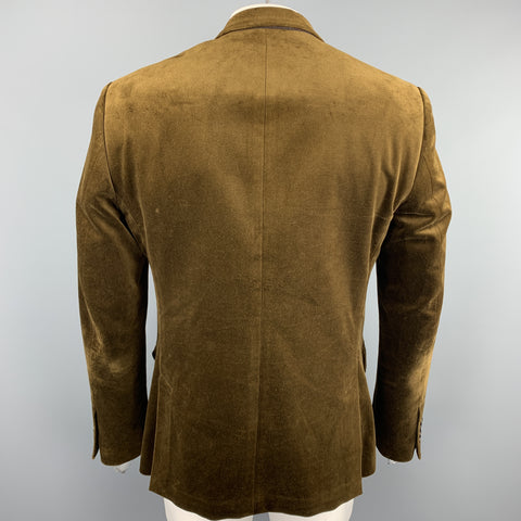 DOLCE & GABBANA Size 44 Brown Cotton Velvet Peak Lapel Sport Coat