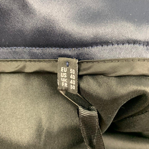 MARCELL VON BERLIN Size 34 Black Silver Blue Jacquard Metallic Zip Fly Dress Pants