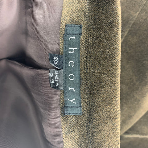 THEORY Size 40 Taupe Velvet Cotton Lyrca Notch Lapel Sport Coat