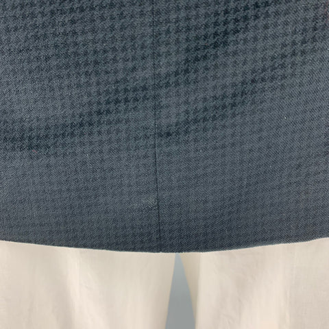 ERMENEGILDO ZEGNA Size 44 Black Houndstooth Cotton Silk Sport Coat