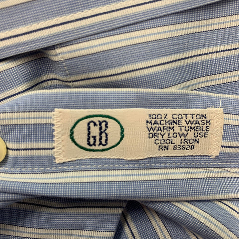 GITMAN BROS Size XL Blue White Stripe Cotton Long Sleeve Shirt