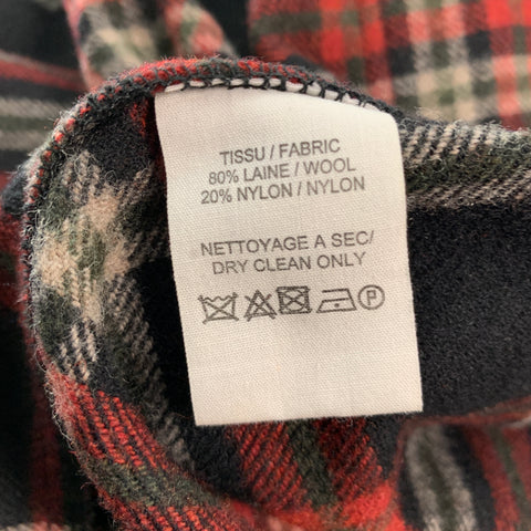 A.P.C. Size L Black Multi-Color Plaid Wool Nylon Button Up Long Sleeve Shirt