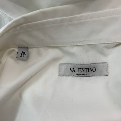 VALENTINO Size S White Floral Cotton Button Up Long Sleeve Shirt