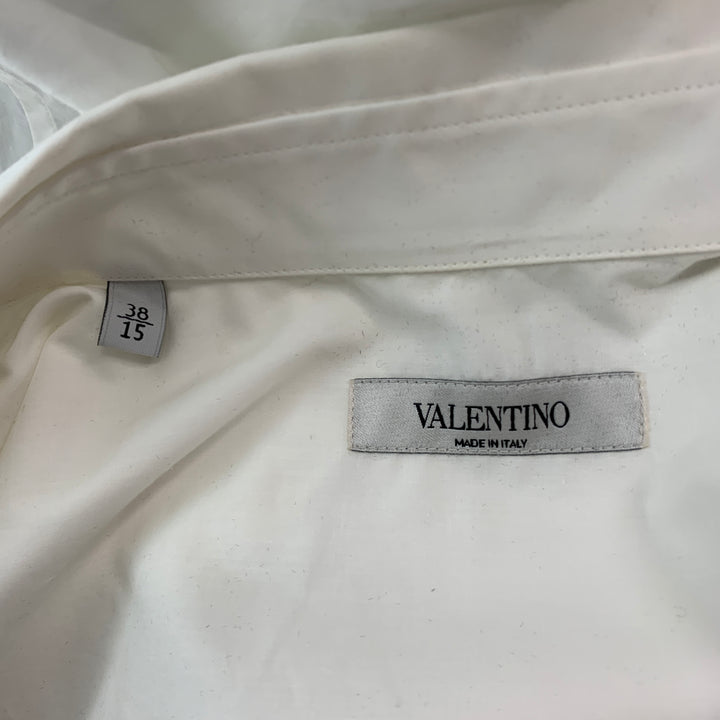 VALENTINO Camisa de manga larga con botones de algodón floral blanca talla S