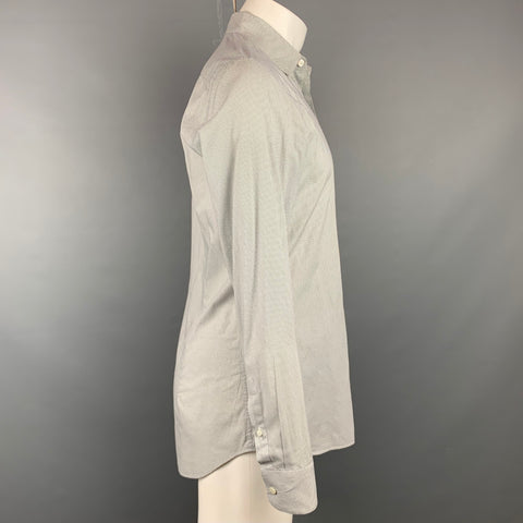 PRADA Size M White & Black Dots Cotton Button Up Long Sleeve Shirt
