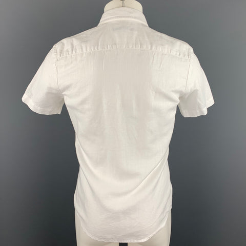 MR. TURK Size XS White Linen / Cotton Button Up Short Sleeve Shirt