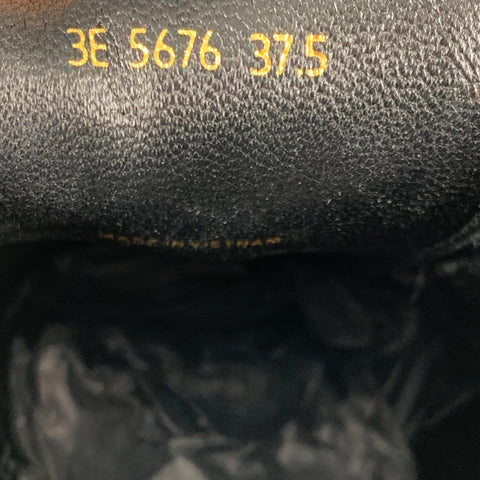 PRADA Talla 7.5 Cordones con cordones con tachuelas de cuero negro