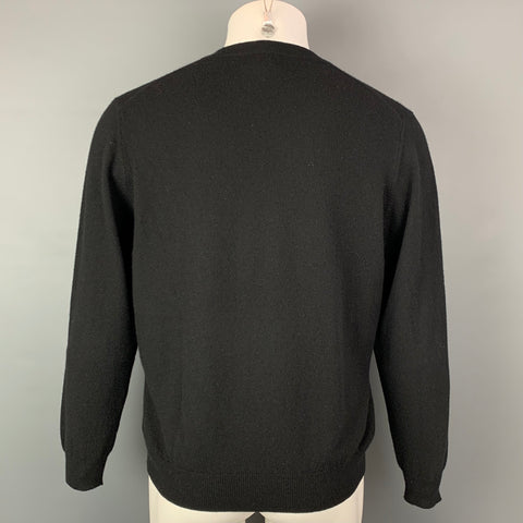 NEIMAN MARCUS Jersey de punto de cachemira con cuello en V, color negro, talla M