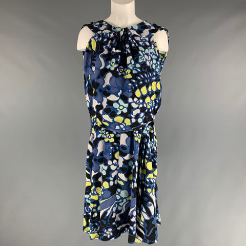MARNI Size S Blue White Yellow Sleeveless Dress