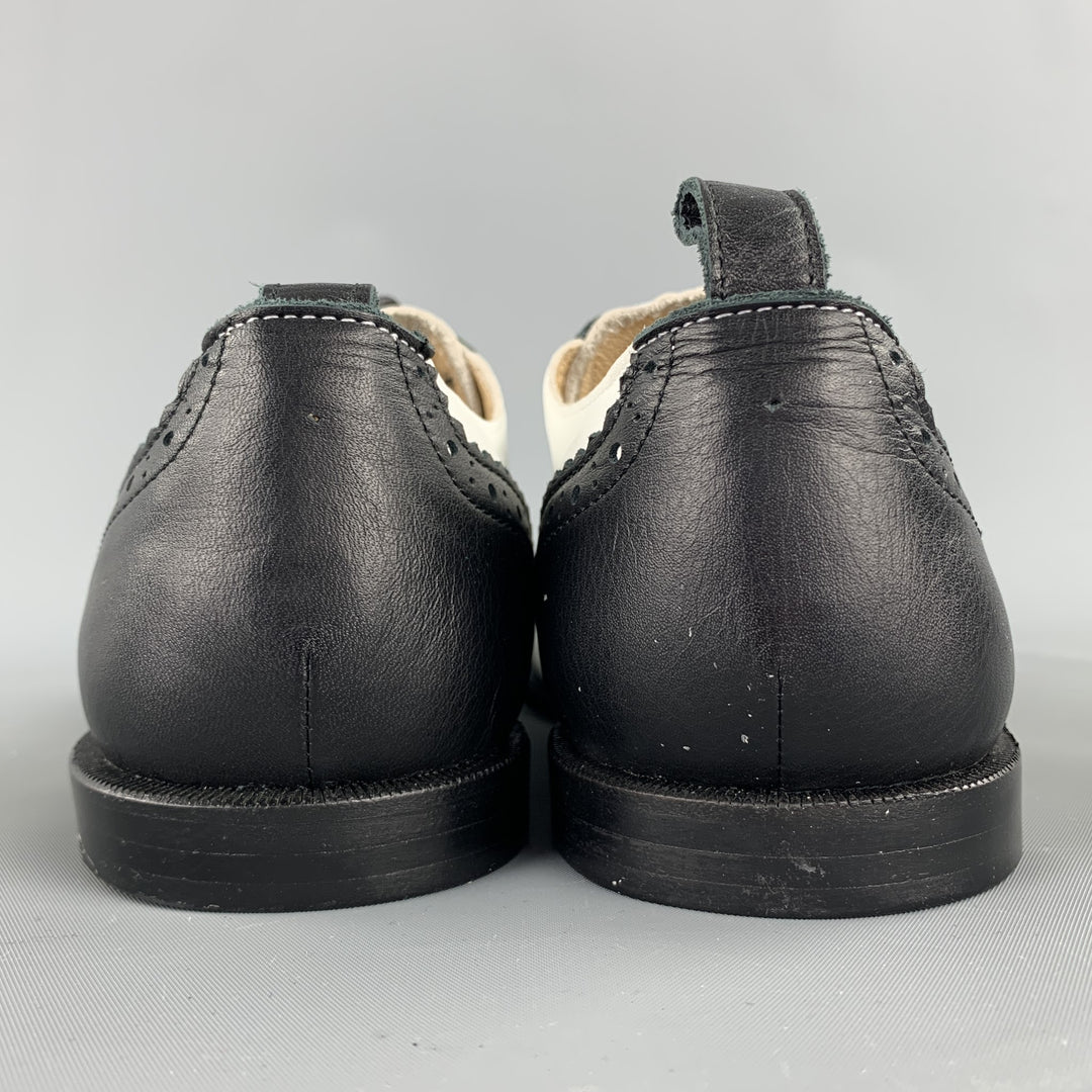 COMME des GARCONS Size 8 Black & White Perforated Leather Brogues