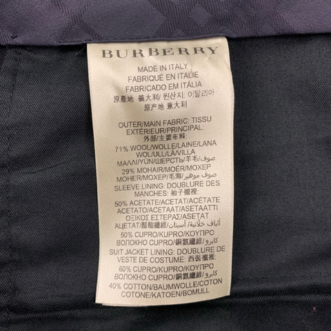 BURBERRY LONDON Size 44 Black Wool Mohair Notch Lapel Tuxedo Suit