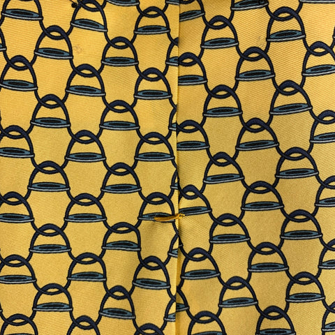 LUCIANO BRUNELLI Yellow Navy Print Silk Tie