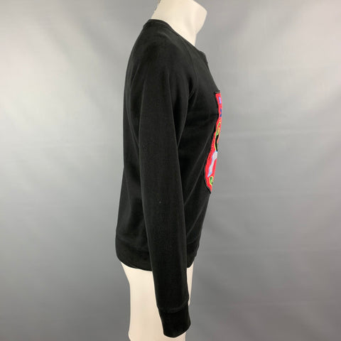 CHRISTIAN LACROIX x BRIAN KENNY Limited Edition Size S Black & Red Abstract Cotton Sweatshirt