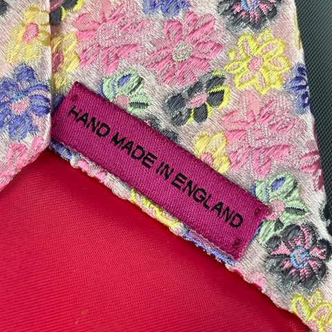 DUCHAMP Pink Multi-Color Floral Silk Tie