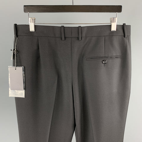 ALEXANDER MCQUEEN Size 34 Black Solid Wool / Mohair Button Fly Dress Pants