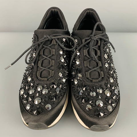 ASH Zapatillas sin cordones de nailon blanco y negro talla 9