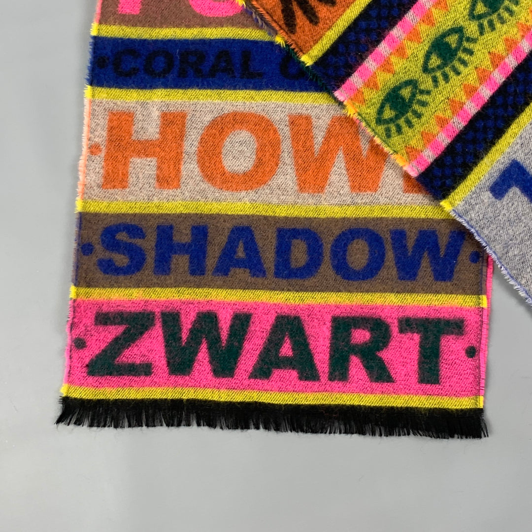 WALTER VAN BEIRENDONCK Multi-Color Print Wool Scarf