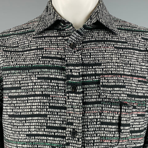 CHRISTIAN DADA Size S Black White Jacquard Polyester Wool Long Sleeve Shirt