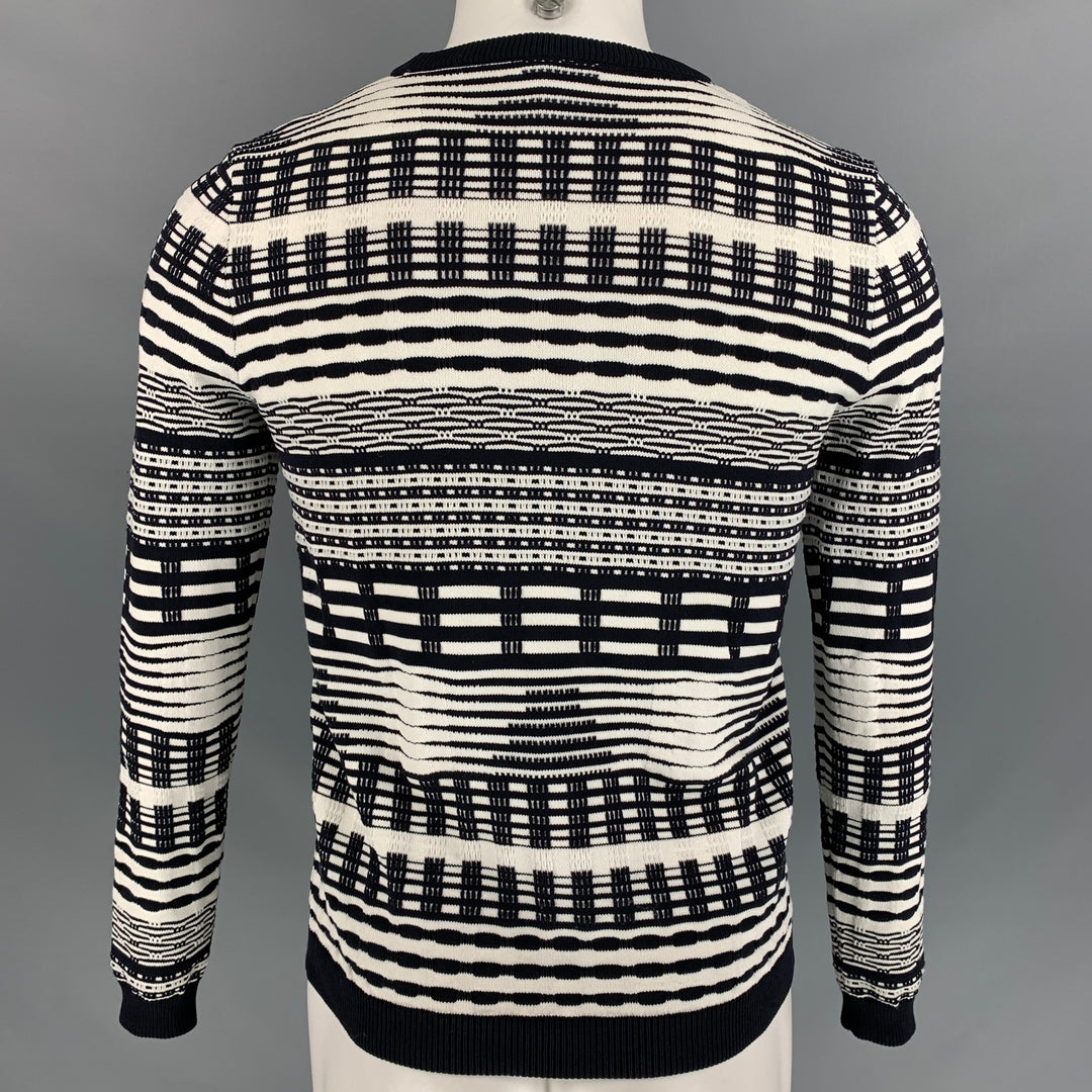 OPENING CEREMONY Size S Black & White Stripe Nylon Crew-Neck Pullover