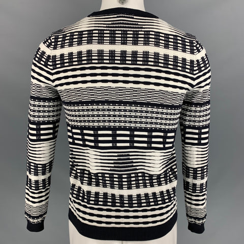 OPENING CEREMONY Size S Black & White Stripe Nylon Crew-Neck Pullover