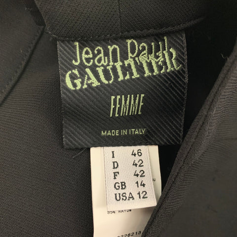 JEAN PAUL GAULTIER Size 12 Black Wool Rayon Wide Leg Dress Pants