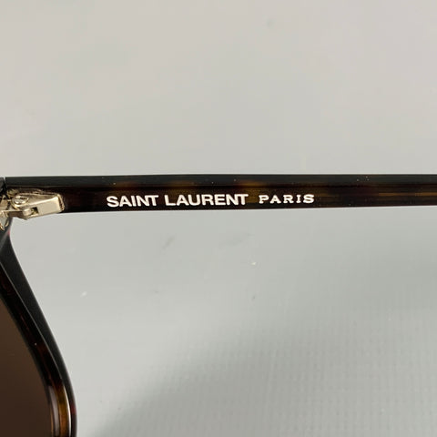 SAINT LAURENT Brown Tortoise Shell Acetate Sunglasses