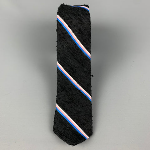 VISIONS Size One Size Black Diagonal Stripe Polyester Tie