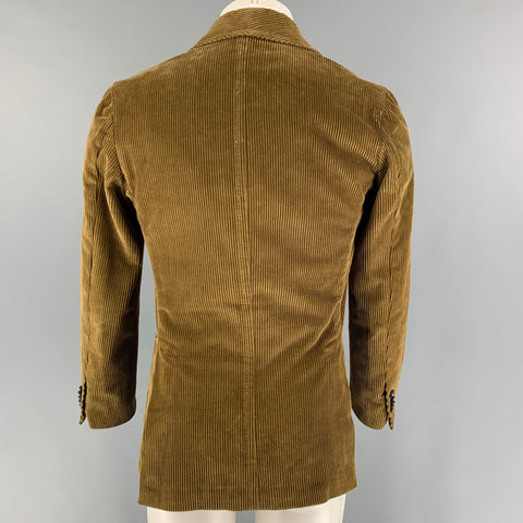 SALVATORE PICCOLO Size 36 Tan Corduroy Cotton Single Breasted Sport Coat