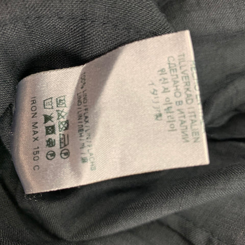 BARENA Taille 40 Manteau de sport à revers cranté en lin froissé ardoise