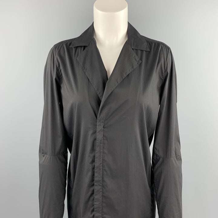 HELMUT LANG Size 6 Black Cotton Blend Hidden Zipper Shirt Dress