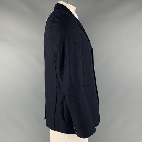 OUR LEGACY Manteau de sport à revers cranté en laine unie et polyester marine taille 42