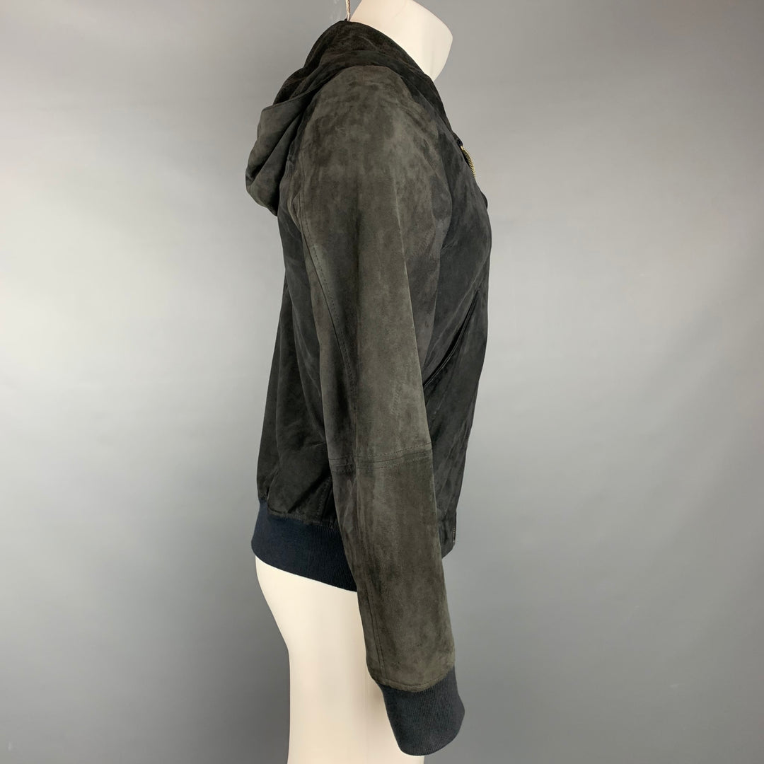 PAUL SMITH JEANS Size M Charcoal Suede Zip Up Jacket