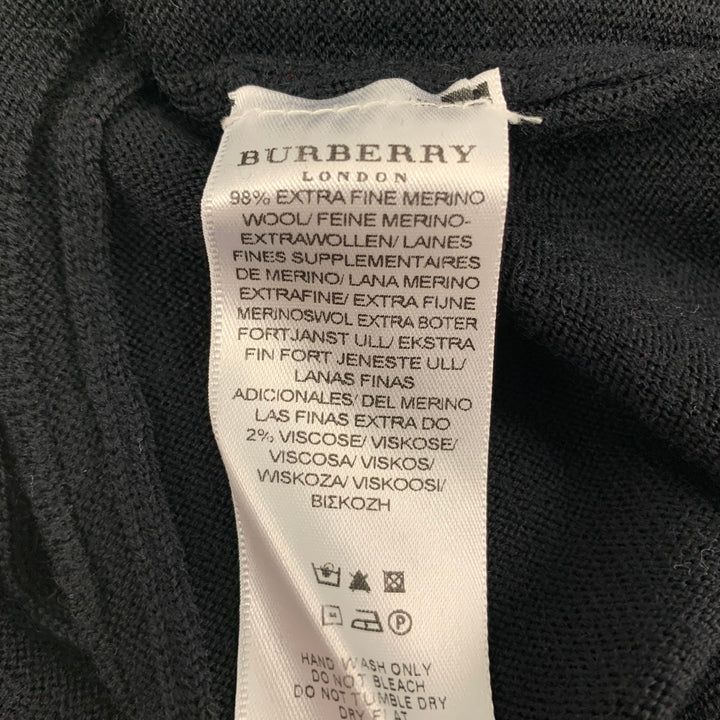 BURBERRY LONDON Talla M Cárdigan de punto extrafino de lana merino / viscosa negro