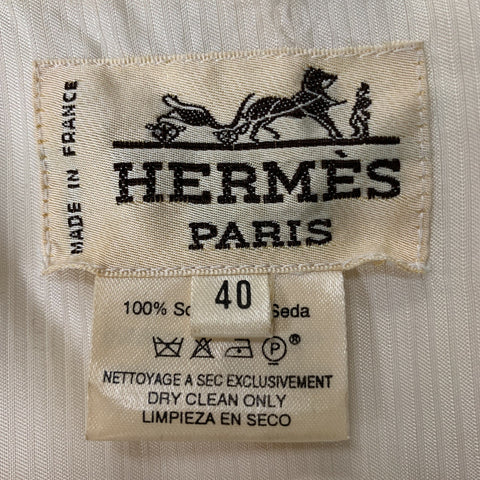 HERMES Size 8 Cream Multicolour Silk Ballerina Zip Up Vest