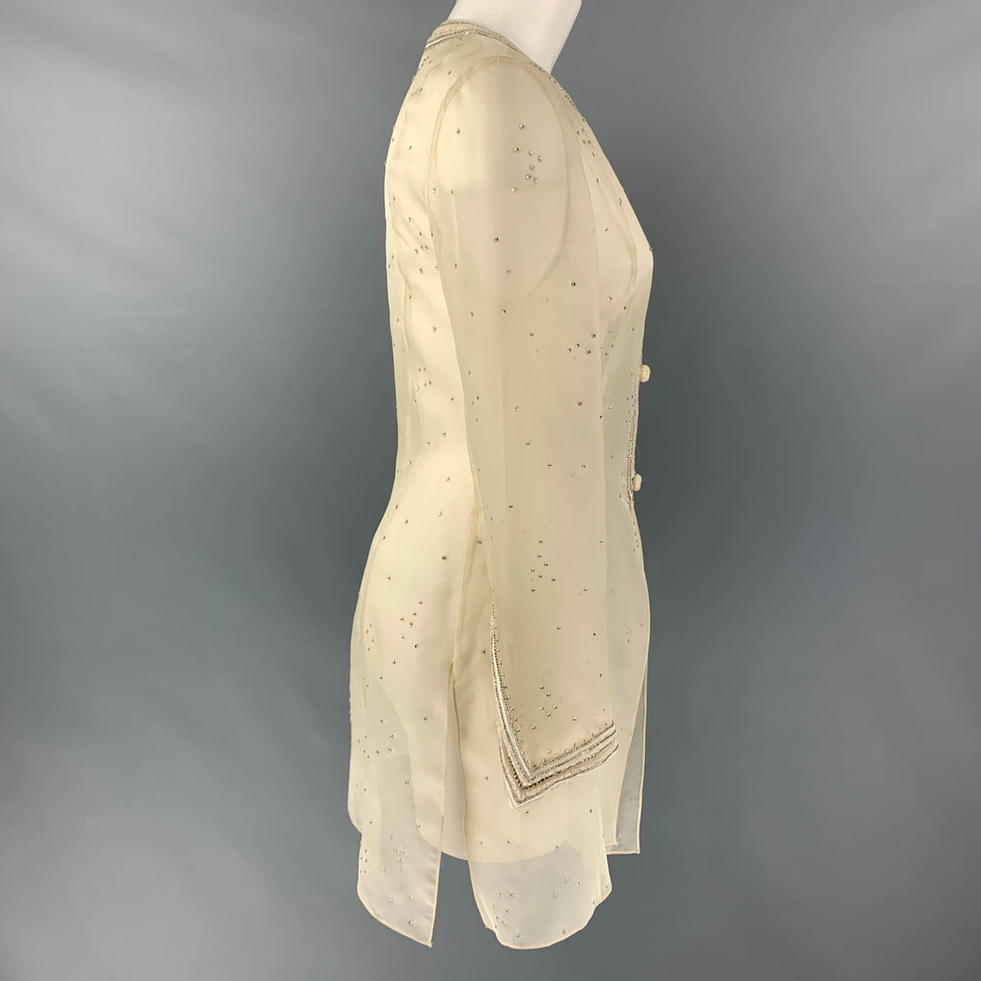 OSCAR DE LA RENTA Size M Cream Embroidered Tunic Dress Top