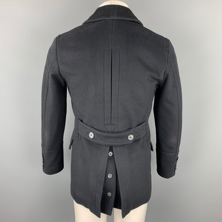 BURBERRY LONDON Size 36 Black Wool Double Breasted Peacoat