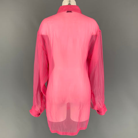 DRIES VAN NOTEN Size S Pink Silk See Through Button Up Shirt