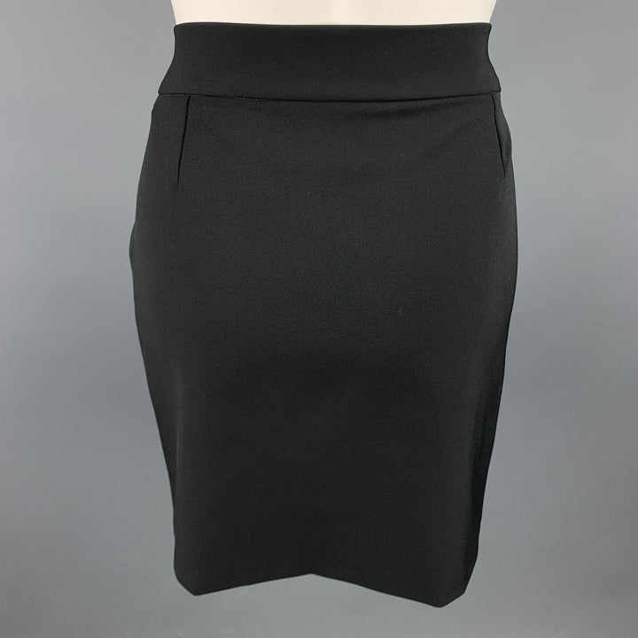 JIL SANDER Size 4 Black Twill Polyester A-Line Wrap Skirt