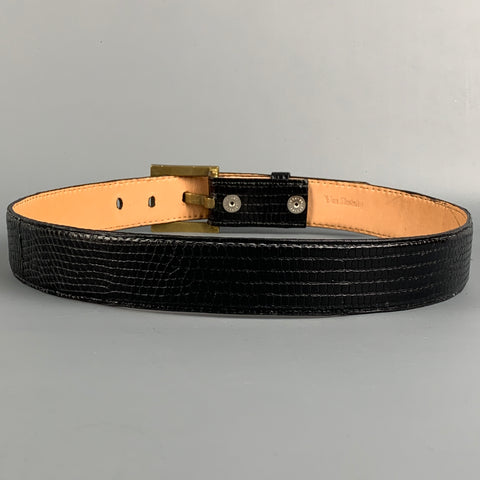 VAN AMBURG Size 32 Black Embossed Leather Belt