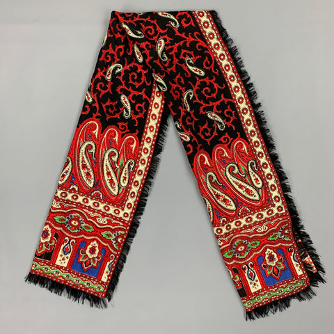 GLENTEX Print Size One Size Red & Black Print Fringe Scarf