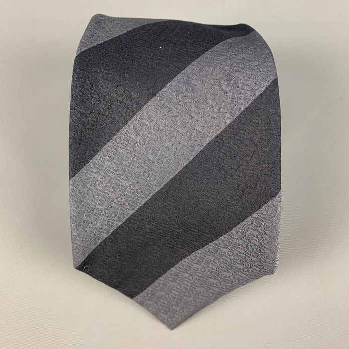 Corbata de seda con rayas diagonales en gris y negro de LOUIS VUITTON