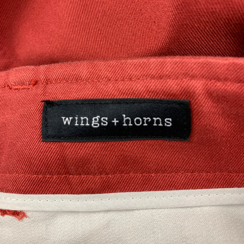 WINGS + HORNS Size 32 Brick Cotton Button Fly Casual Pants