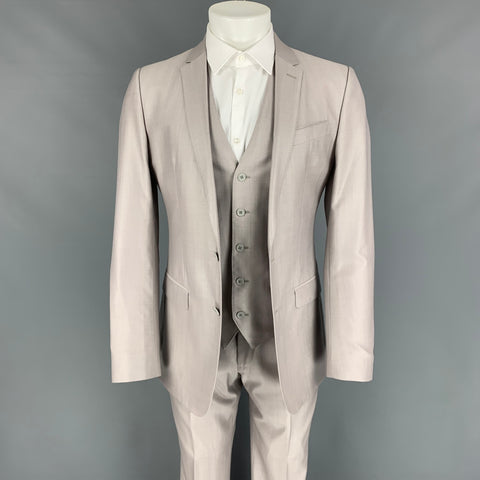 DOLCE & GABBANA Martini Size 36 Long Light Grey Wool / Silk 3 Piece Suit