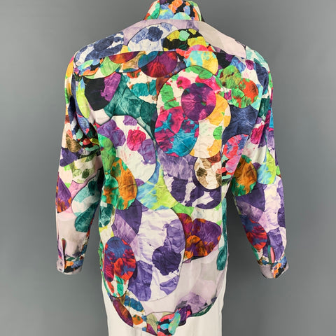 ROBERT GRAHAM Edición limitada Talla XL Camisa de manga larga bordada de algodón abstracto multicolor