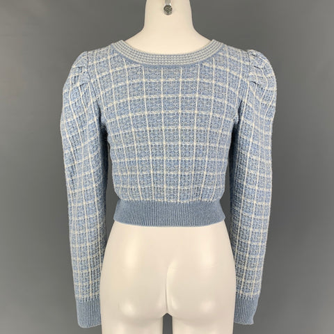 LOVE SHACK FANCY Size S Light Blue White Nylon Blend Textured Cardigan