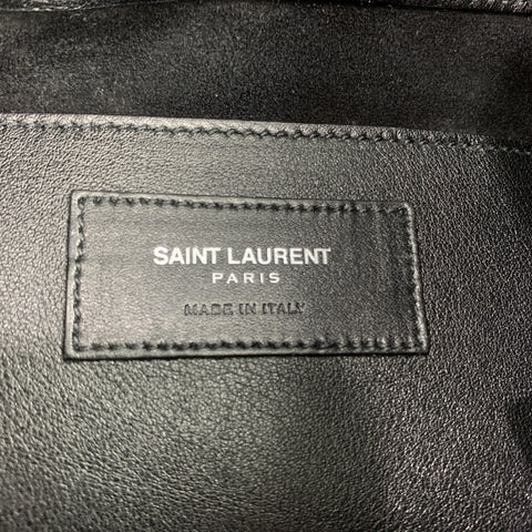 SAINT LAURENT Studded Black Leather Emmanuelle Bucket Bag