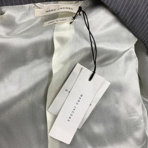 MARC JACOBS Taille 40 Manteau de sport à revers en laine à rayures grises
