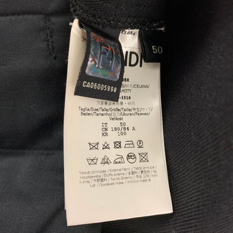 FENDI Size 34 Black Sheer Virgin Wool Polyester Cargo Casual Pants